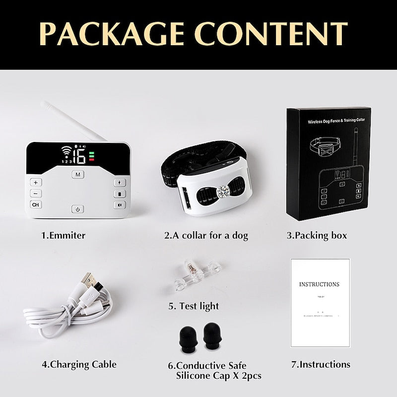 2-in-1 Wireless Dog Fence & Outdoor Training Collar – Waterproof, Rechargeable, 300m Range