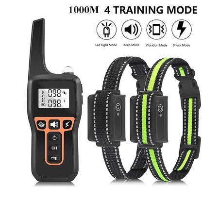 Rechargeable 1000m Waterproof Dog Training Collar with Shock, Vibration & Beep Modes