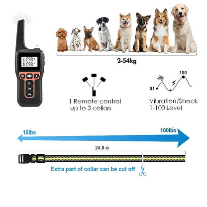 Rechargeable 1000m Waterproof Dog Training Collar with Shock, Vibration & Beep Modes