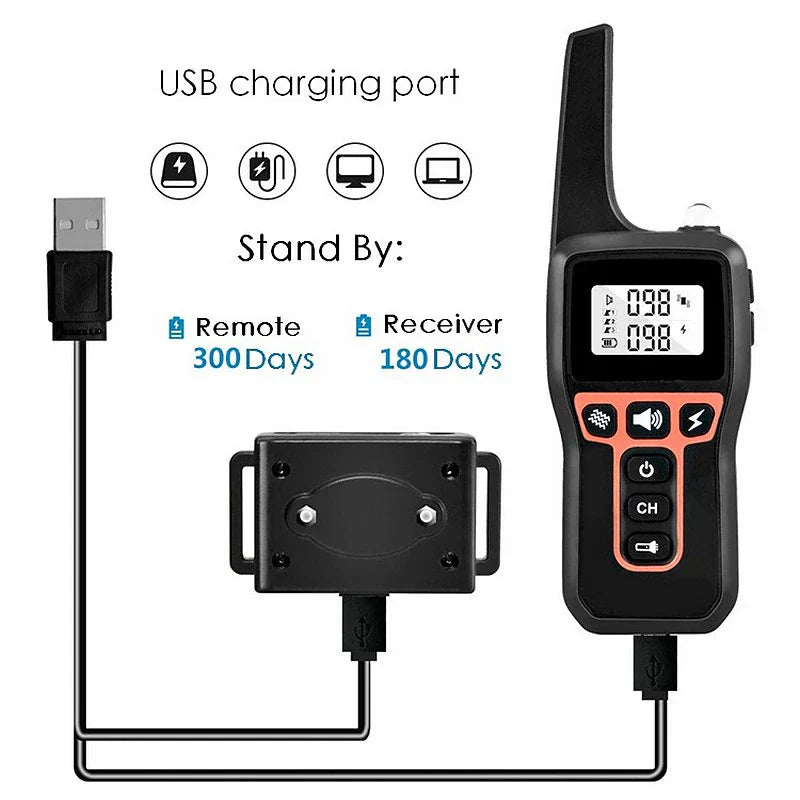 Rechargeable 1000m Waterproof Dog Training Collar with Shock, Vibration & Beep Modes