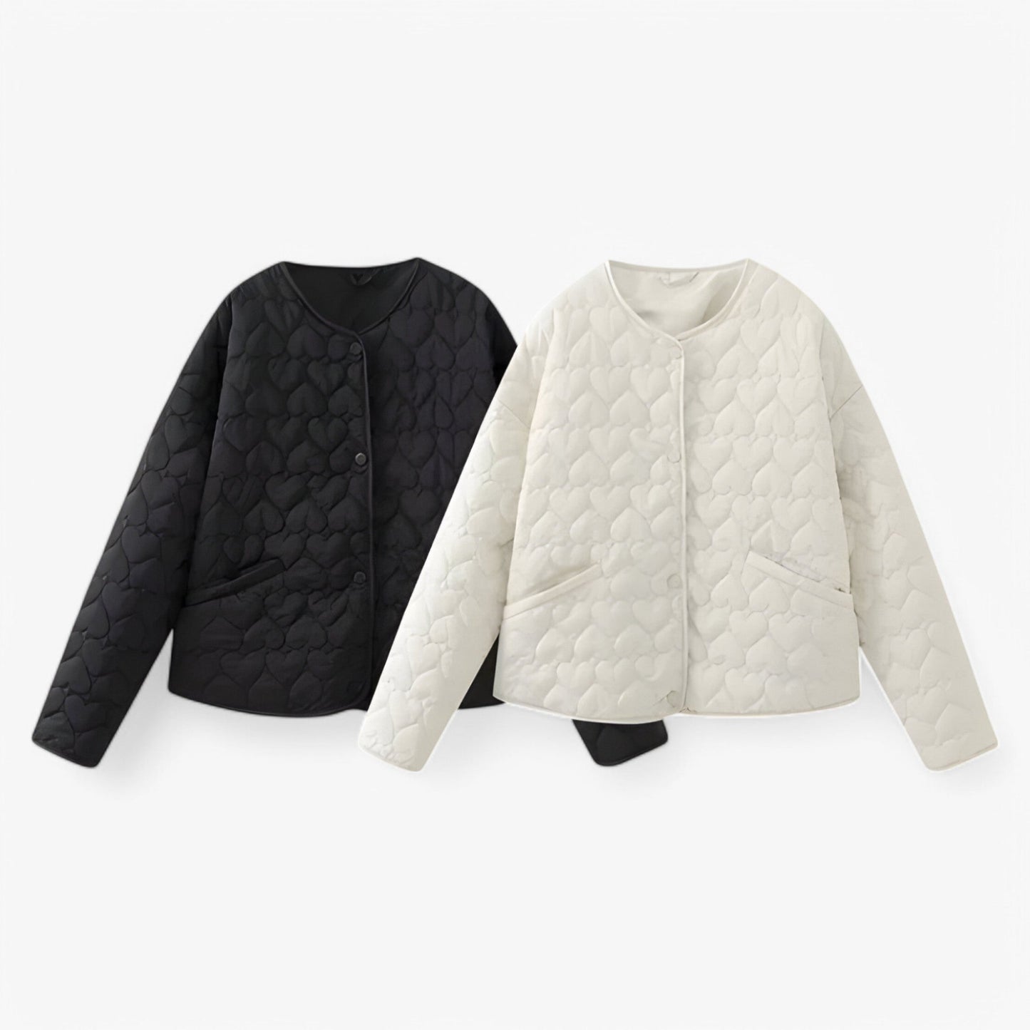Evelyn | Quilted Heart Jacket – Versatile Warmth for Autumn & Winter