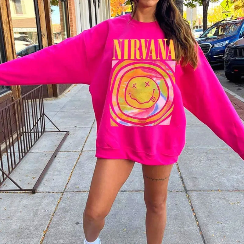 Oversized Smiley Face Sweatshirt