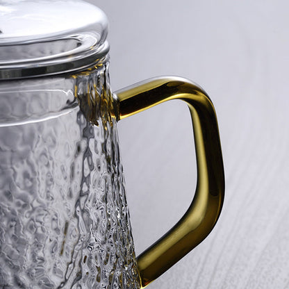 Pindefang Glass Teapot with Infuser | Handcrafted Heat-Resistant Teapot with Golden Handle