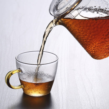 Pindefang Glass Teapot with Infuser | Handcrafted Heat-Resistant Teapot with Golden Handle
