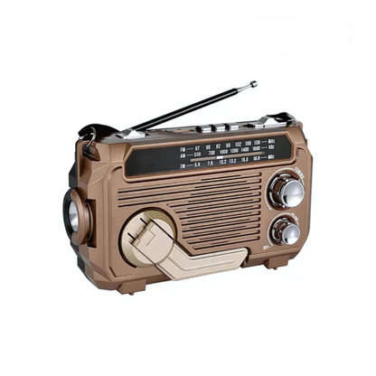 SafeWave Emergency Radio with Built-in Power Bank – Hand Crank, Solar & USB Charging, AM/FM, LED Torch & SOS Alert