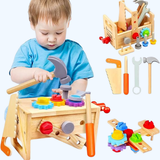 29-Piece Wooden Tool Box Set | Montessori STEM Educational Construction Toy for Kids Aged 2 to 6