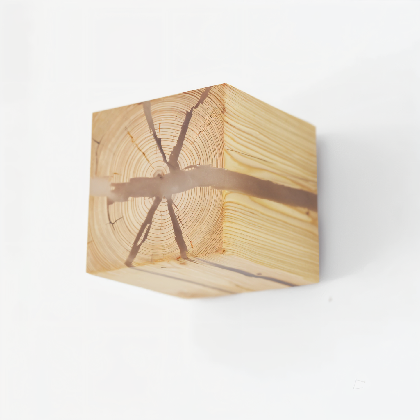 QuadCrackle Wooden Wall Light – Handcrafted LED Wall Lamp with Artistic Crackle Design