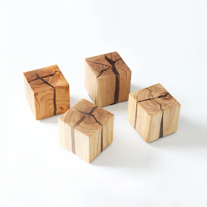 QuadCrackle Wooden Wall Light – Handcrafted LED Wall Lamp with Artistic Crackle Design