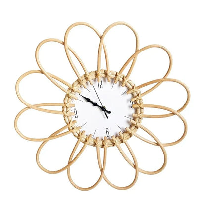 CraftedTime | Handwoven Rattan Wall Clock – Boho Chic Decorative Timepiece for Home, Living Room or Café