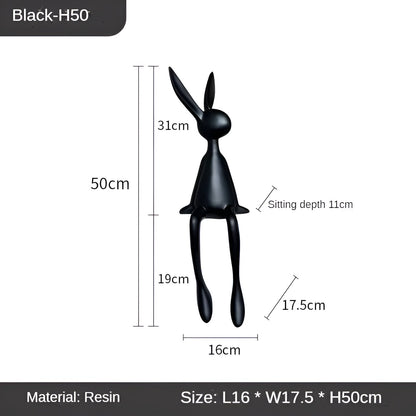ResinLux | Modern Resin Easter Bunny – Black, White, or Blue Sitting Rabbit Decoration