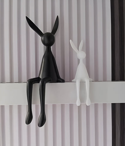 ResinLux | Modern Resin Easter Bunny – Black, White, or Blue Sitting Rabbit Decoration