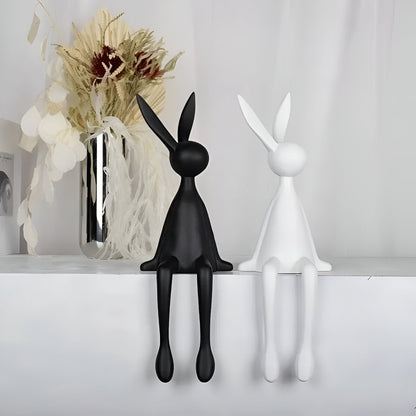 ResinLux | Modern Resin Easter Bunny – Black, White, or Blue Sitting Rabbit Decoration