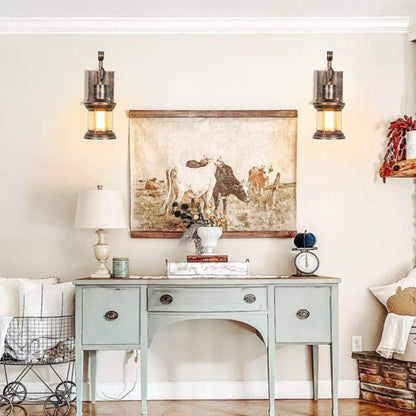 Ruston Vintage Wall Light – Industrial Farmhouse Glass Wall Lamp
