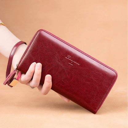 Naya RFID Leather Travel Wallet – Phone Pouch Clutch with Passport & Card Holder