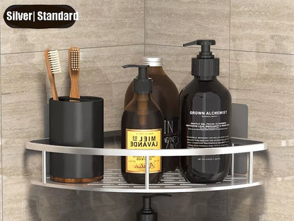 Stylish & Practical No-Drill Shower Corner Shelf – Space-Saving Bathroom Storage Rack