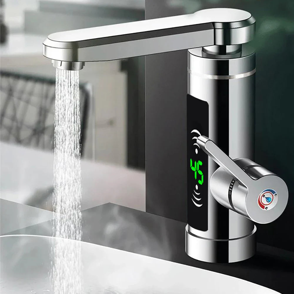 ThermoFlow 3000W Instant Heating Kitchen Tap with 360° Rotating Spout – Stainless Steel & Energy Efficient