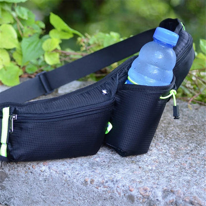 RunEase Hydration Running Belt – Waterproof Waist Pack with Bottle Holder & Storage Pockets