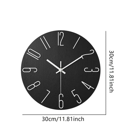 Scandinavian Frameless Wooden Wall Clock – Silent Quartz Design for Modern Homes