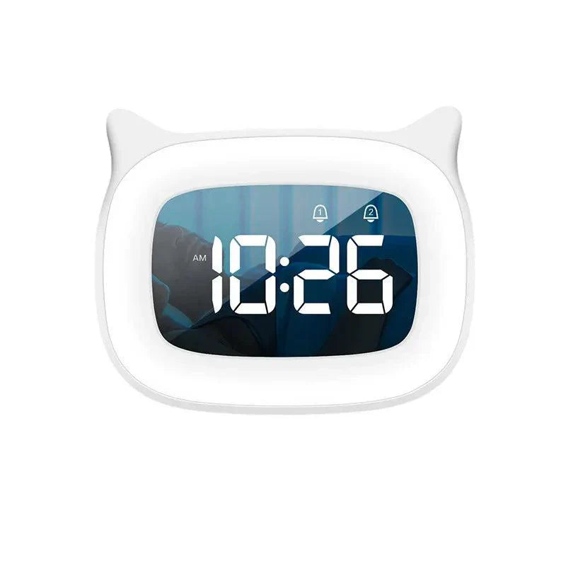Voice-Controlled LED Alarm Clock – Rechargeable Night Light with Dual Music Alarms