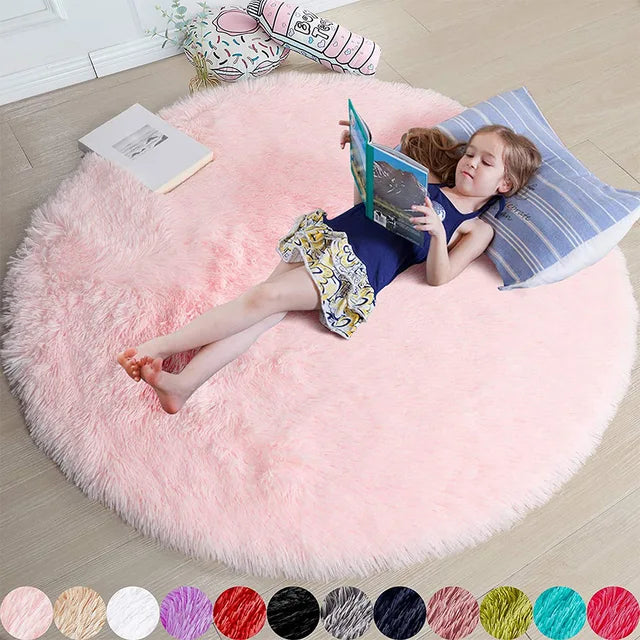 FluffyMat – Ultra Soft Plush Round Rug for Bedroom & Living Room Comfort