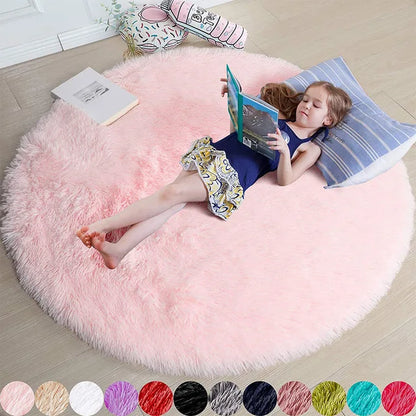 FluffyMat – Ultra Soft Plush Round Rug for Bedroom & Living Room Comfort