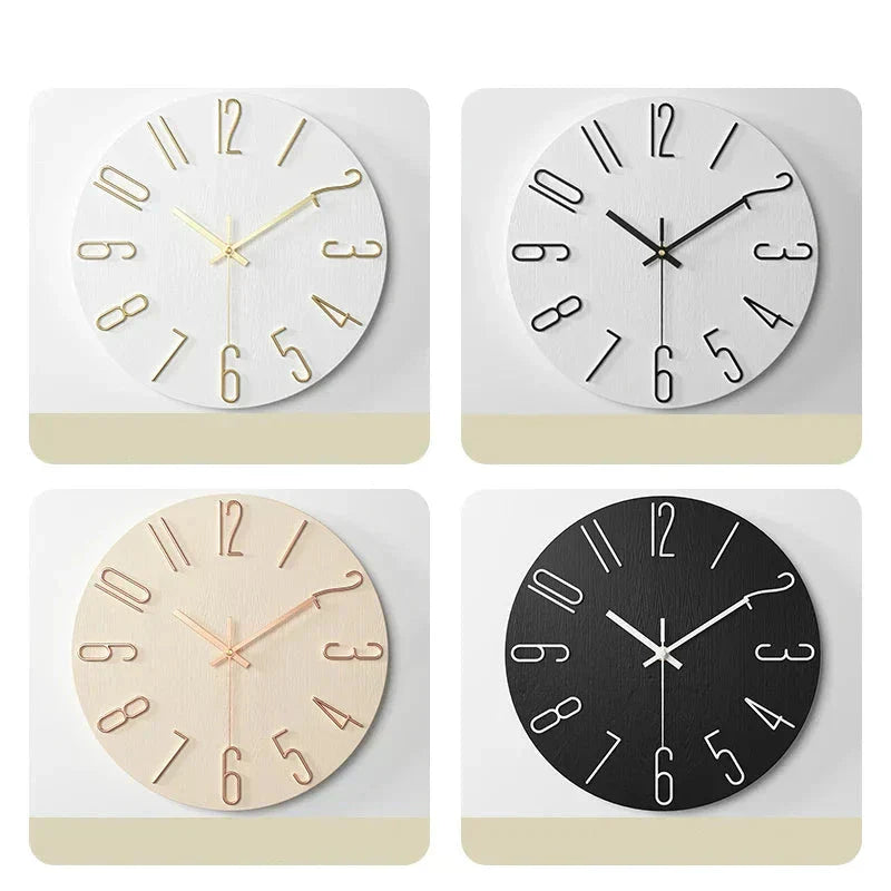 Scandinavian Frameless Wooden Wall Clock – Silent Quartz Design for Modern Homes
