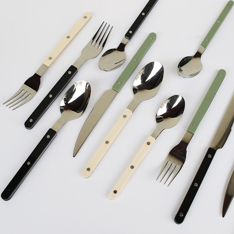 24-Piece Cutlery Set – Engraved Stainless Steel Flatware for 6 People