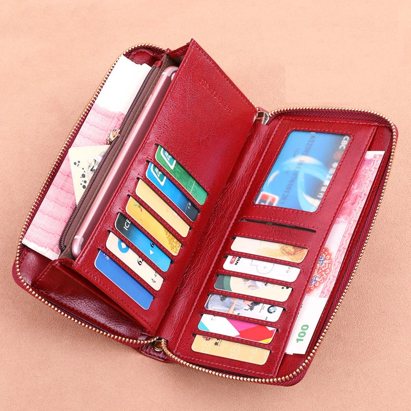 Naya RFID Leather Travel Wallet – Phone Pouch Clutch with Passport & Card Holder