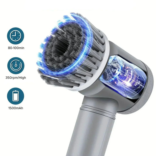 Electric Scrubber – Cordless Spin Scrubber with 6 Replaceable Brush Heads, Powerful Cleaning Tool