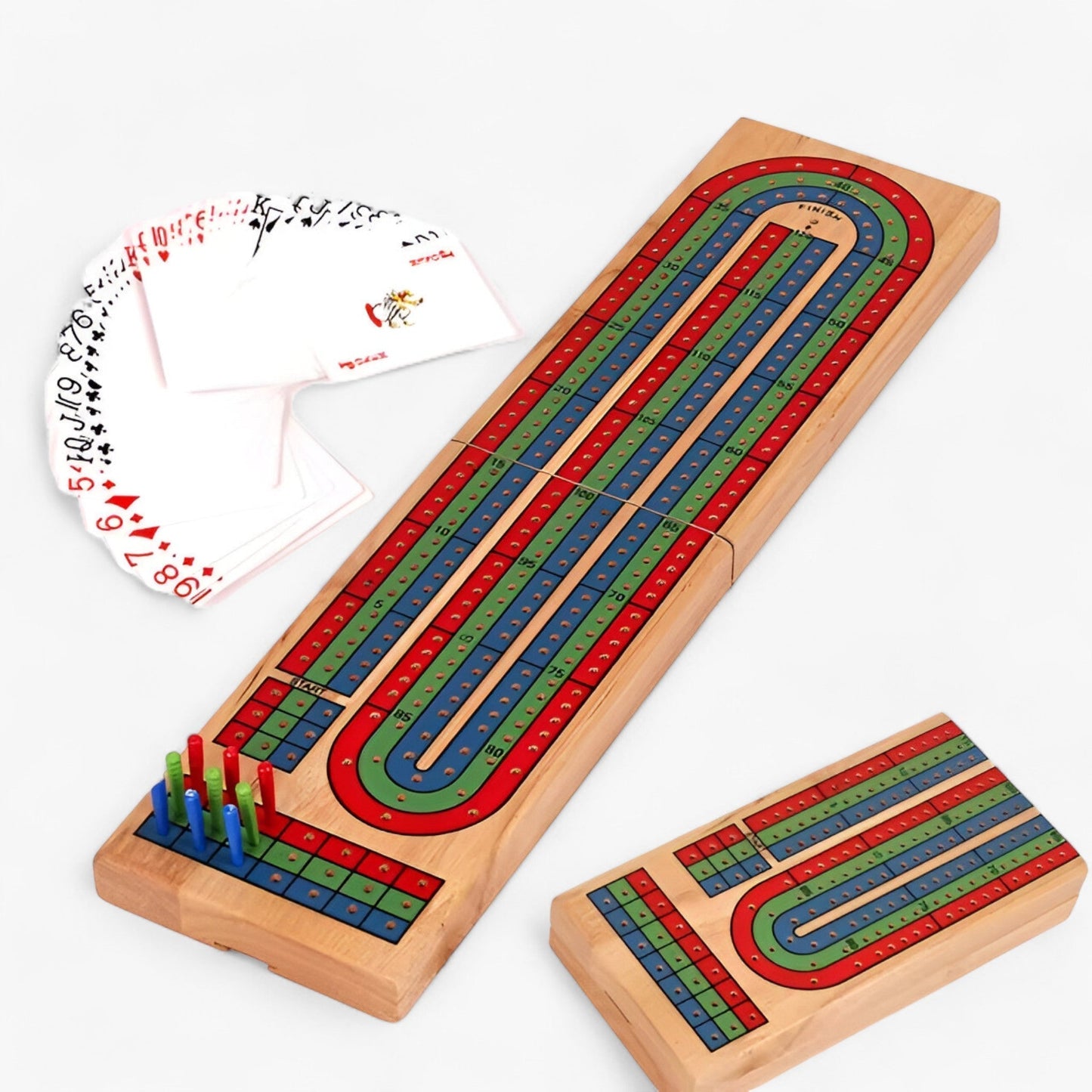 Oscar | Classic Wooden Cribbage Board Game – 3-Track with Pegs