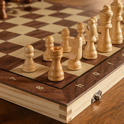 Luxury Wooden Magnetic Chess Set – Foldable & Travel-Friendly