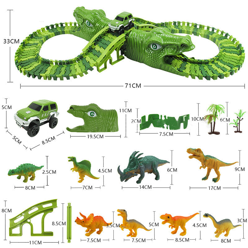 DinoTrack Dinosaur Toy Set – 360° Adventure Track with Lights & Sounds