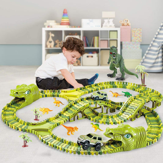 DinoTrack Dinosaur Toy Set – 360° Adventure Track with Lights & Sounds