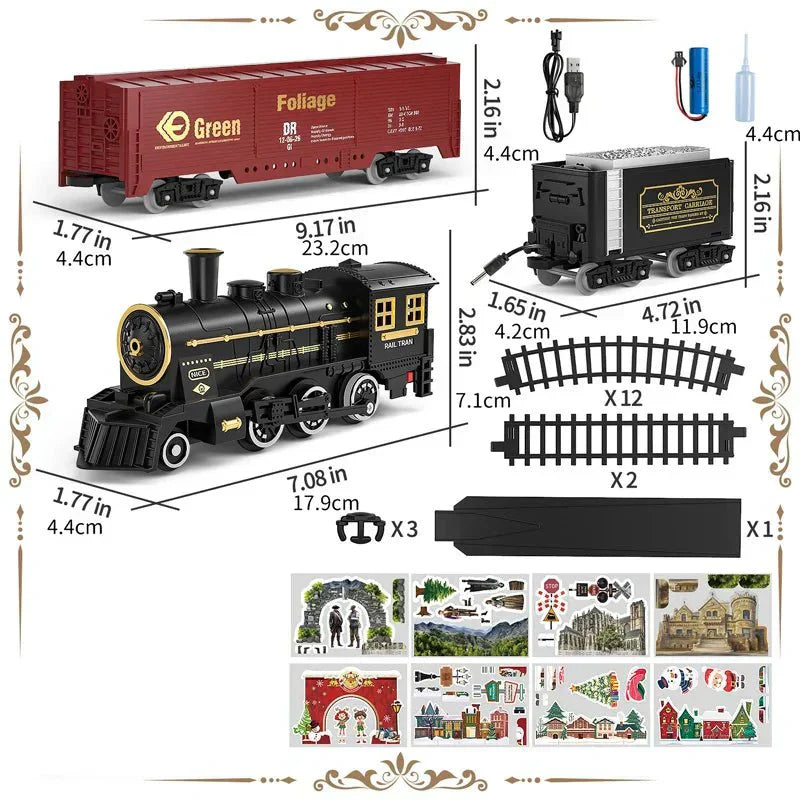 ClassicTrack Vintage Train Set – Retro Steam Train with Lights, Sound & Realistic Smoke