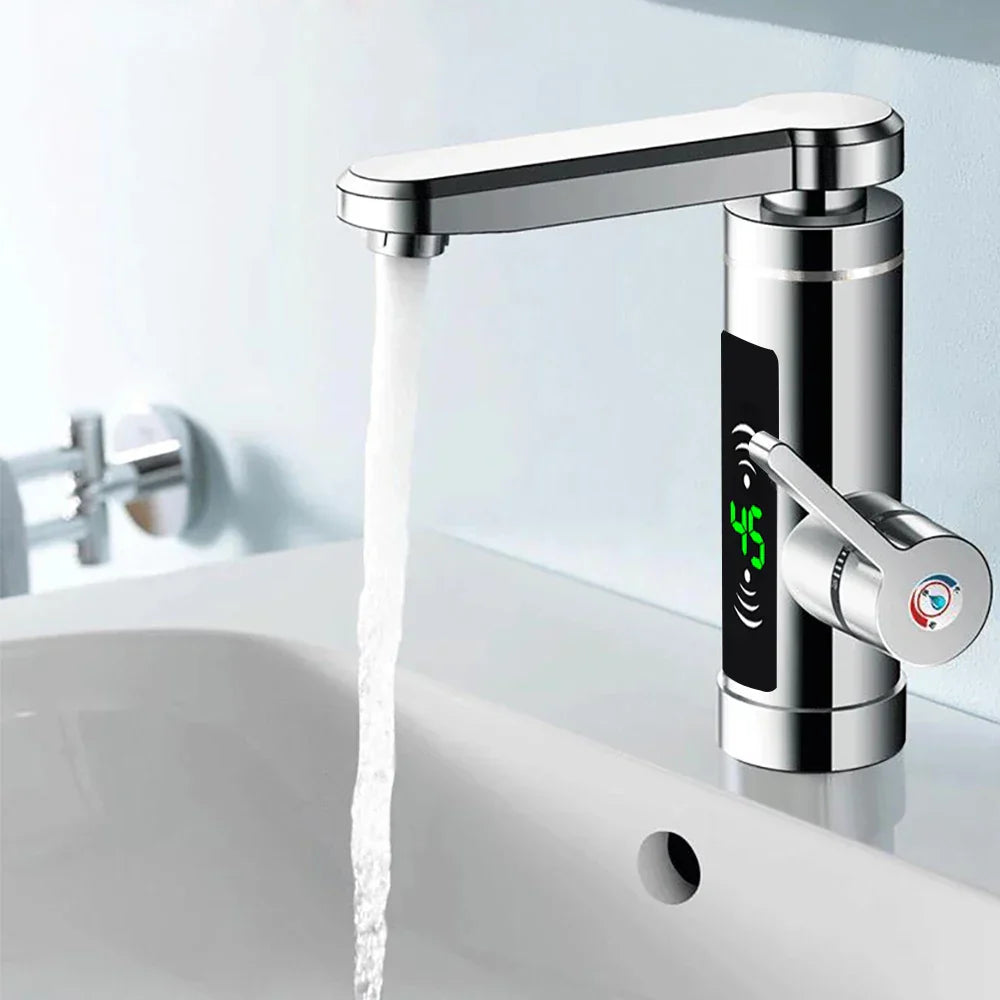 ThermoFlow 3000W Instant Heating Kitchen Tap with 360° Rotating Spout – Stainless Steel & Energy Efficient