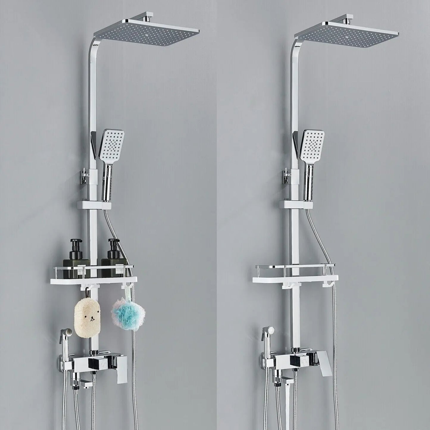HydraLux Brass Rain Shower Set – 4-in-1 Adjustable Mixer with Luxury Chrome Finish