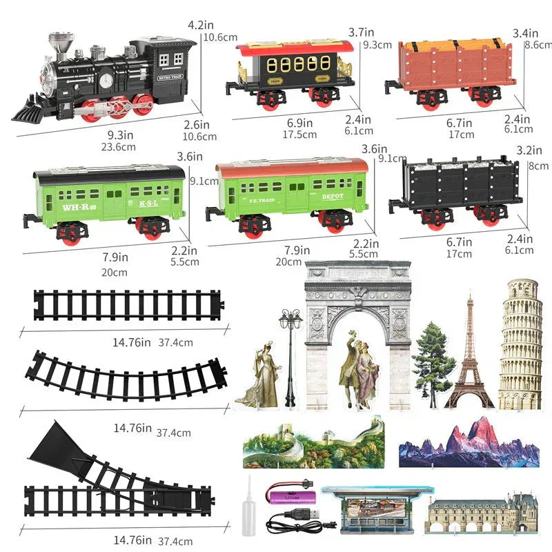 ClassicTrack Vintage Train Set – Retro Steam Train with Lights, Sound & Realistic Smoke