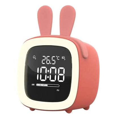Cartoon Bunny LED Alarm Clock with Night Light – Rechargeable, Cute Digital Display for Kids & Bedrooms