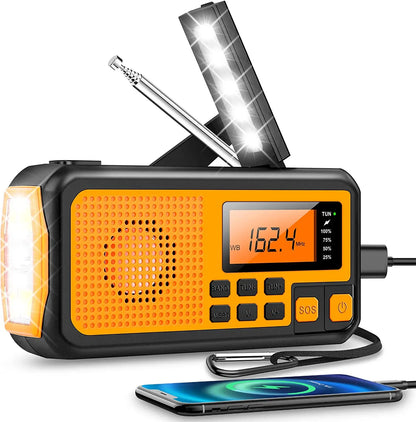 SafeSignal – Portable Emergency Radio with Flashlight & Power Bank | Solar, Crank & USB Charging