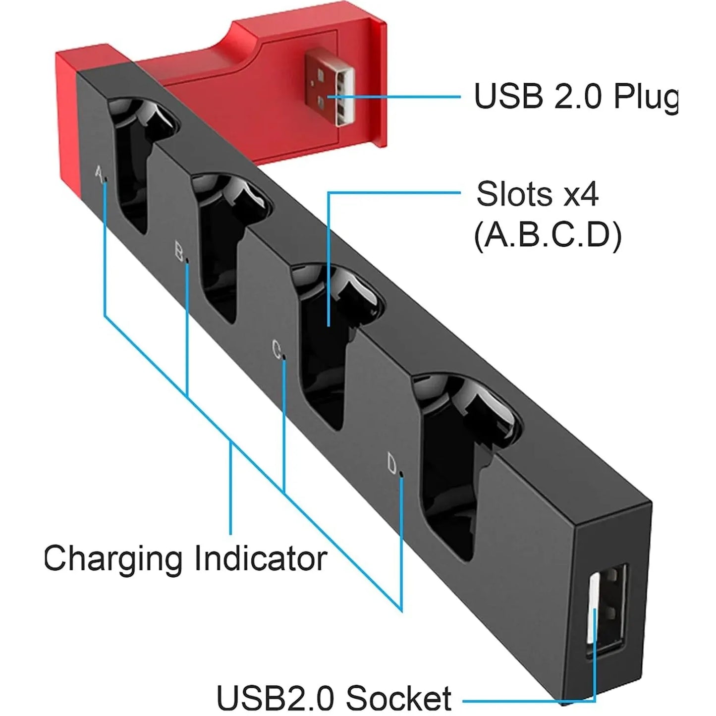 Joy-Con Charging Dock – Charges up to 4 Controllers | Compatible with Nintendo Switch & OLED Models