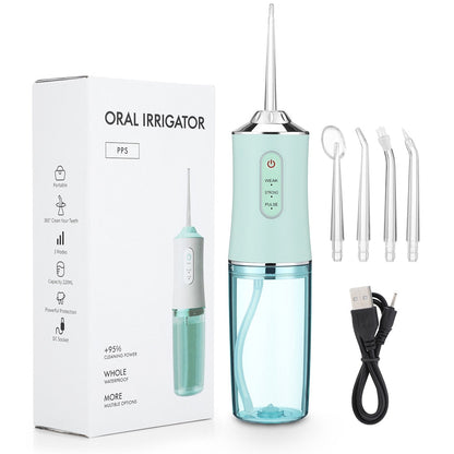 Portable Dental Water Flosser – Rechargeable, Adjustable Pressure, 5 Jet Tips
