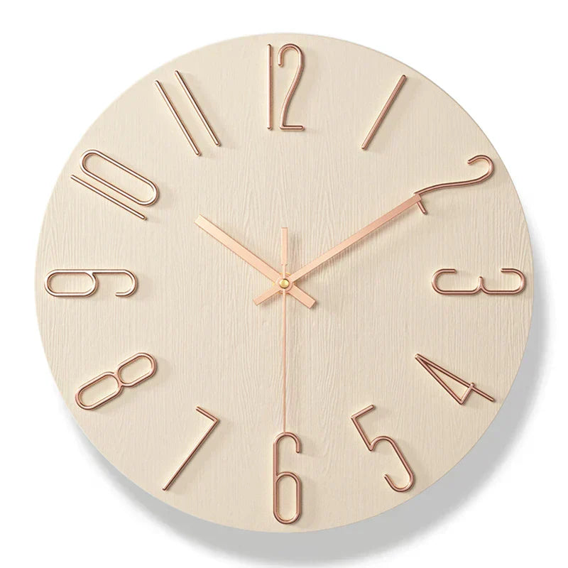 Scandinavian Frameless Wooden Wall Clock – Silent Quartz Design for Modern Homes