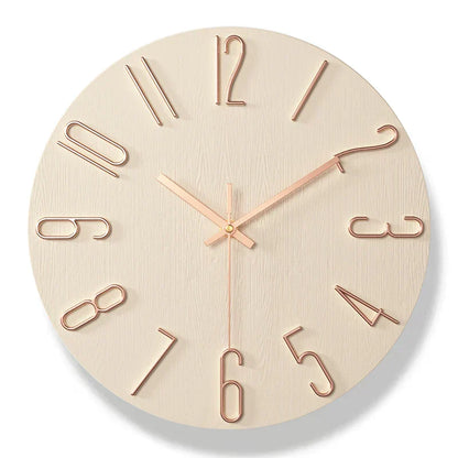 Scandinavian Frameless Wooden Wall Clock – Silent Quartz Design for Modern Homes