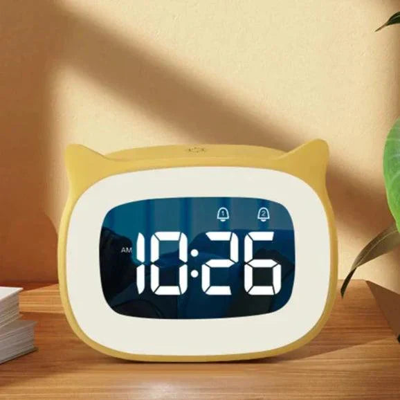 Voice-Controlled LED Alarm Clock – Rechargeable Night Light with Dual Music Alarms