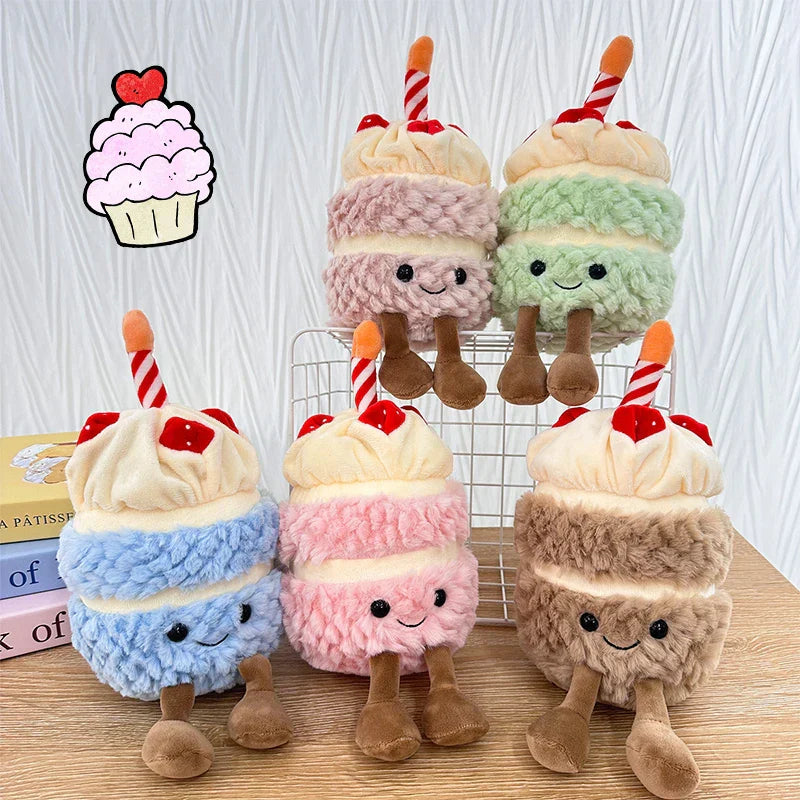 Festive Cupcake Plush with Candle – Soft Plush Toy for Kids & Adults
