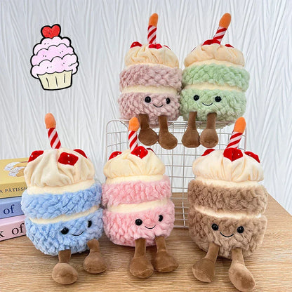Festive Cupcake Plush with Candle – Soft Plush Toy for Kids & Adults