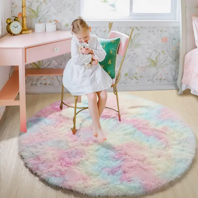 FluffyMat – Ultra Soft Plush Round Rug for Bedroom & Living Room Comfort