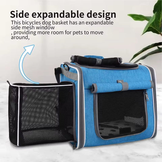 Expandable Pet Bike Basket – Comfortable & Safe Bicycle Carrier for Small Dogs and Cats