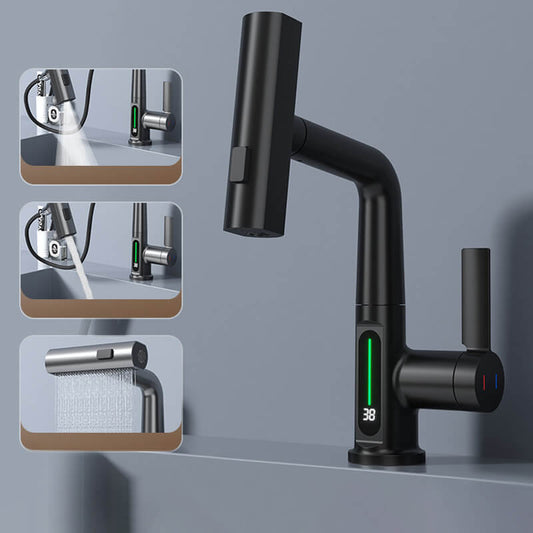 WaterMaster Flexible LED Kitchen & Bathroom Faucet – 360° Swivel, Pull-Out Hose & 5 Spray Modes