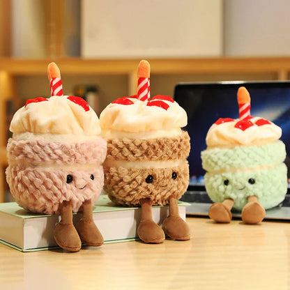 Festive Cupcake Plush with Candle – Soft Plush Toy for Kids & Adults
